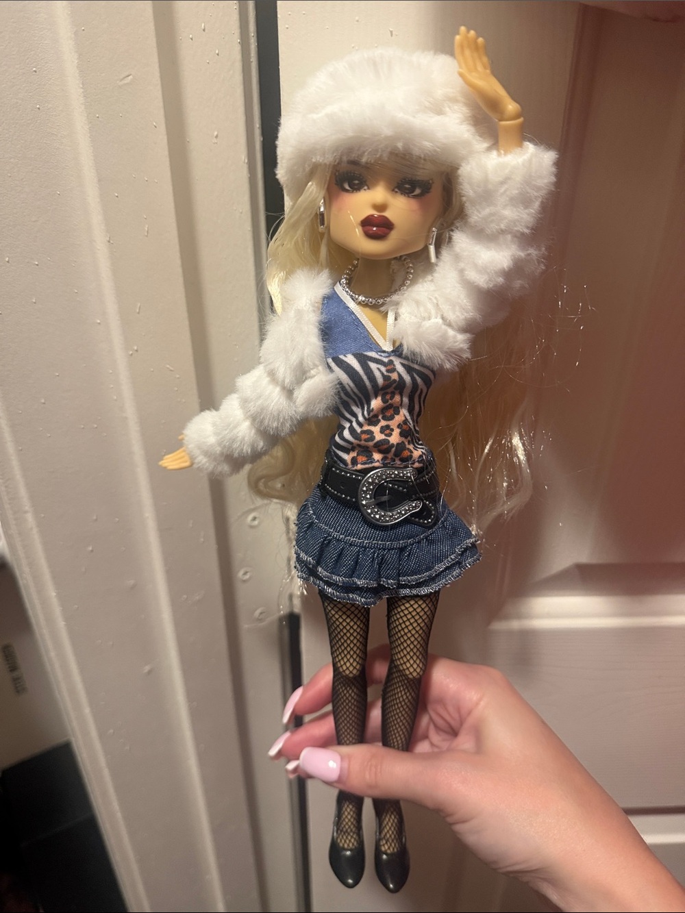 Dress to Impress Fashion Doll in White Fur Outfit
